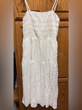 Ava & Viv White Smocked Midi Sundress